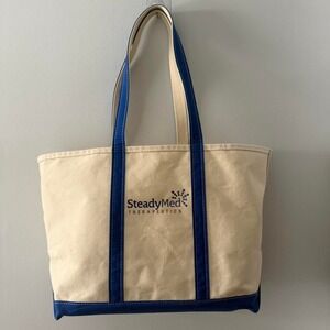 LL Bean Boat and Tote Blue/ Embroided Long handle